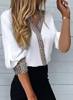 2021 new style hot sale at factory price ladies fashion long sleeved shirt female leopard print stitching shirt top