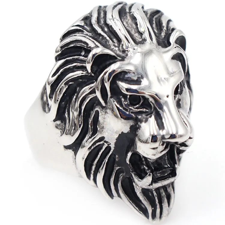 

Sinogaa 316L Stainless Steel Punk Ring Titanium Lion Head Ring Men Rings For Women Animal Jewelry US Size #7-14 Dropshipping