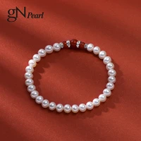 gn pearl agate bracelets elastic band adjustable chain gnpearl genuine 5 6mm natural freshwater pearl bracelet jewelry for women