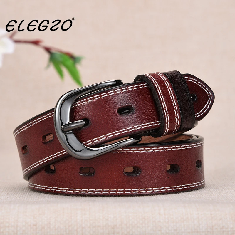 

2021ELEGZO Female Waistband High quality fashion pure cowhide retro belt jeans Belt