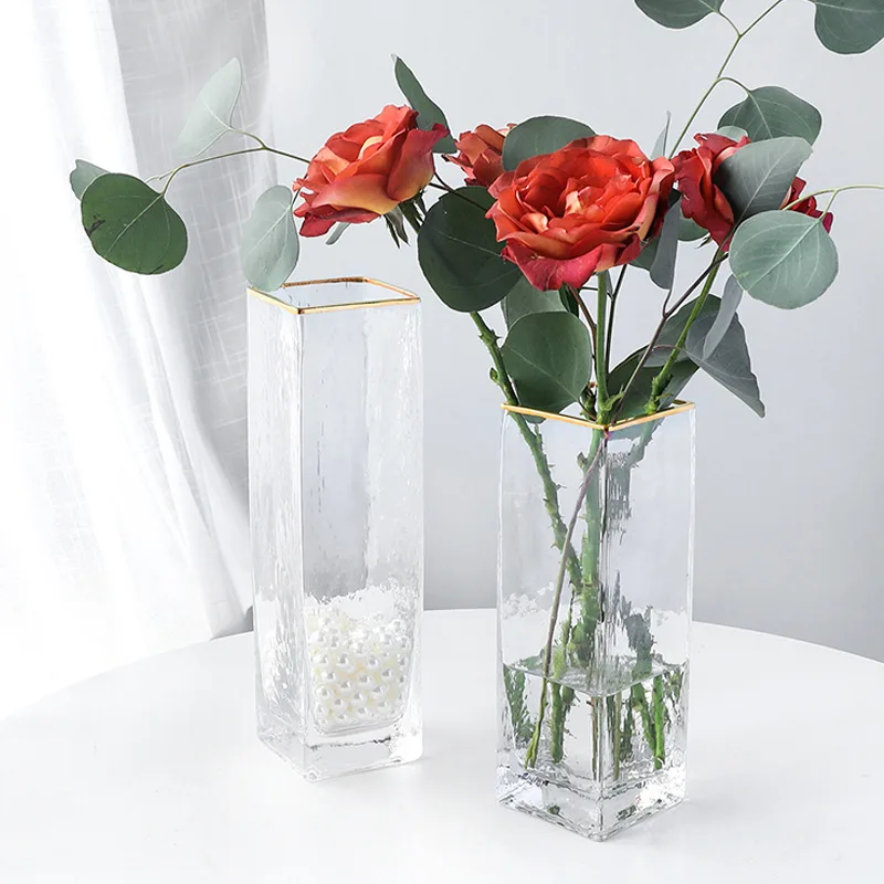 

Glass Vase Nordic Gold-Painted Flower Vases Home Decoration ваза стекло Decoracion Salon Casa Flower Vase For Decoration