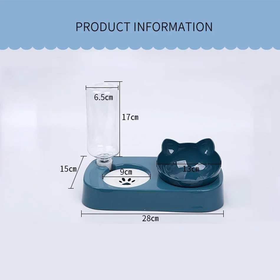 

2 in 1 Cat Bowl Water Dispenser Dog Cat Automatic Water Storage Container Pet Bowl Food Feeder with Waterer Pet Products
