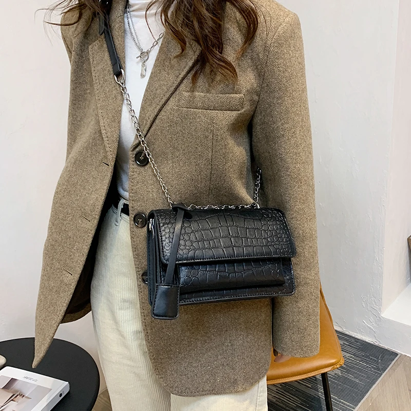 crossbody bags for women 2021 luxury handbags crocodile pattern shoulder bag fashion girls casual small square women bag purse free global shipping