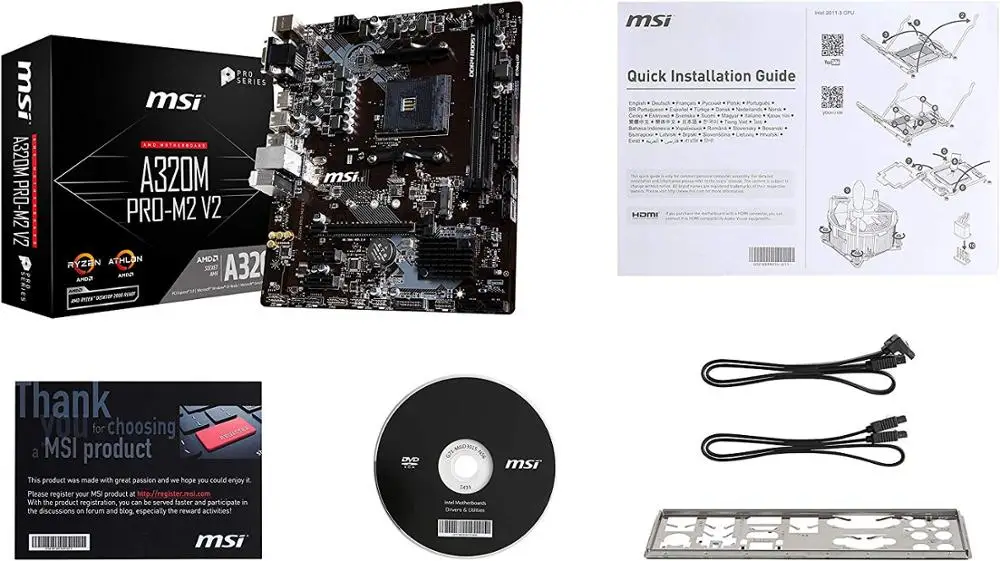 MSI материнская плата A320M PRO-M2 V2 системная плата AMD Socket am4 ddr4 memory rams M.2 SATAIII ssd HDMI+ VGA+ DVI PCI-E 3,0X16 материнская плата для рабочего стола 2011