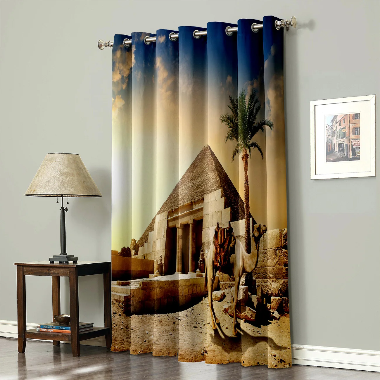 Оконные шторы с принтом верблюда пустыни сумерек пирамиды гостиной спальни