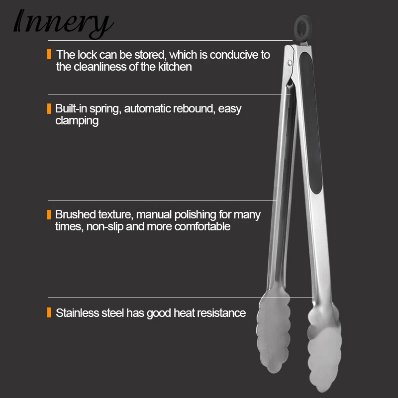 7/9/12/14/16 Inch Stainless Steel BBQ Grilling Tong Salad Bread Serving Non-Stick Kitchen Barbecue Cooking | Дом и сад