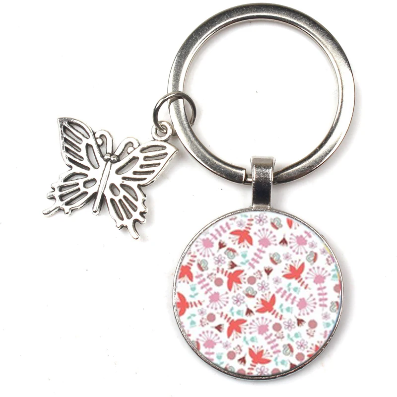 Новинка креативный брелок-бабочка с цветочным узором кольцо для ключей