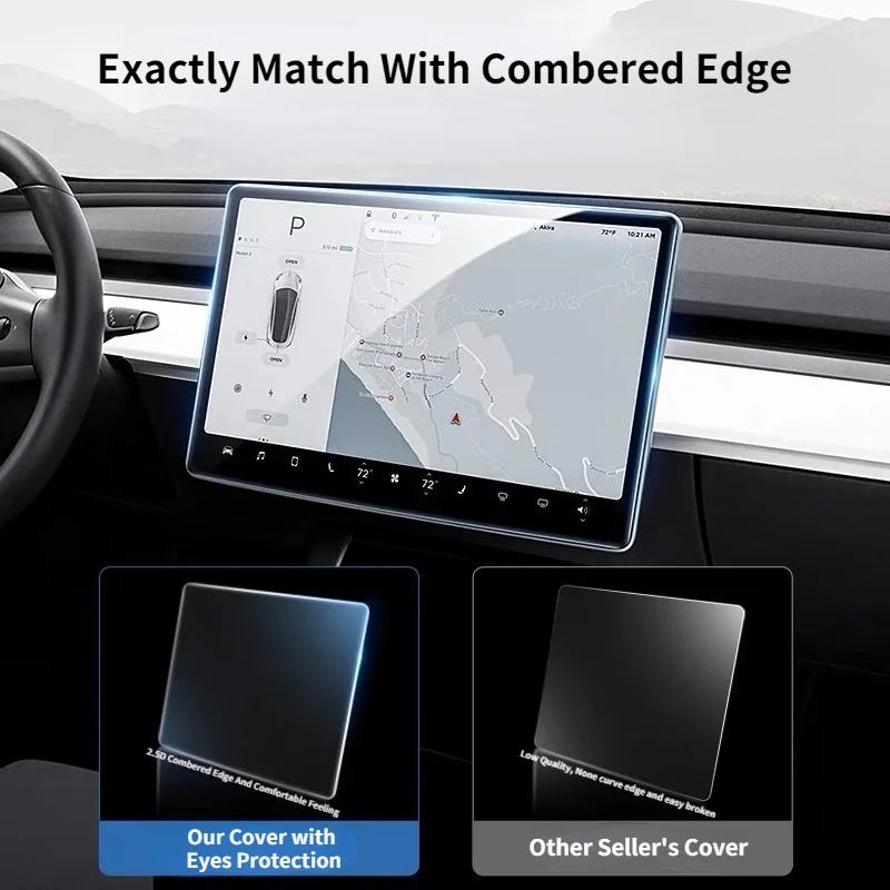 central touch screen cover protector for tesla model 3 y 15 control and navigation touch screen protector 9h tempered glass free global shipping