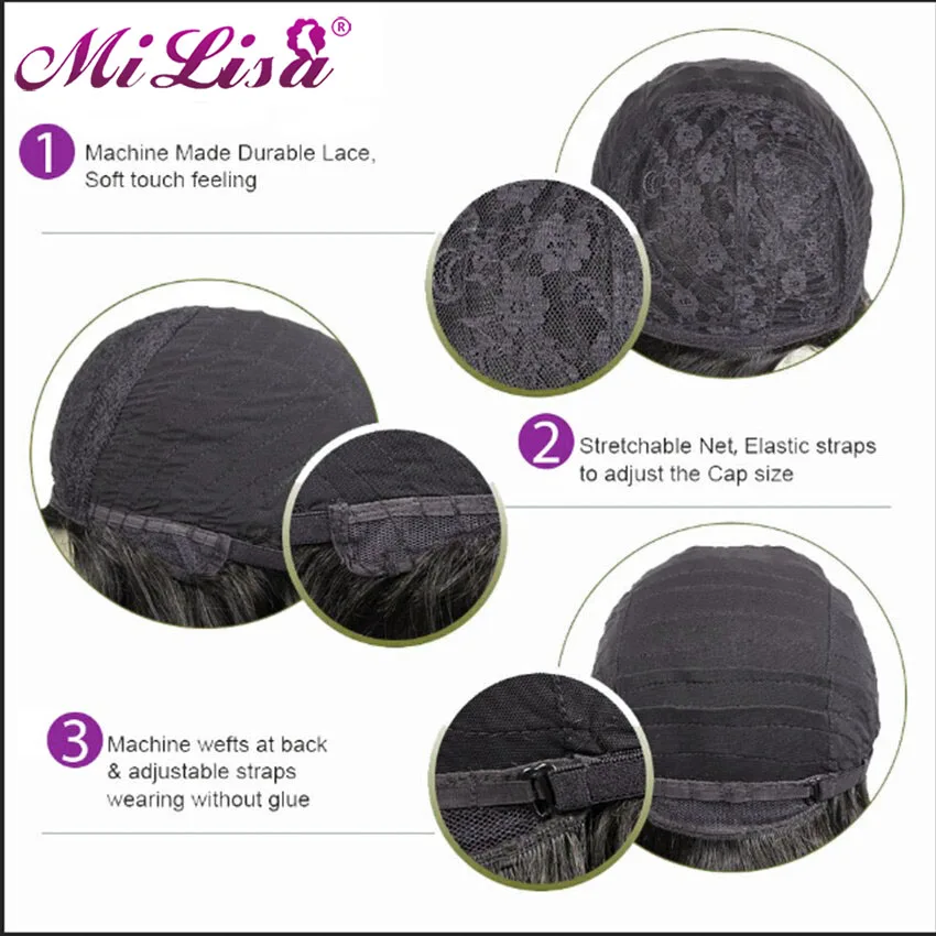 Прямые парики из человеческих волос с челкой предварительно выщипанные машинной