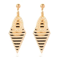 punk fashion drop dangle earrings for women big rhombus square statement korean geometric stripe earrings jewelry diamond shape