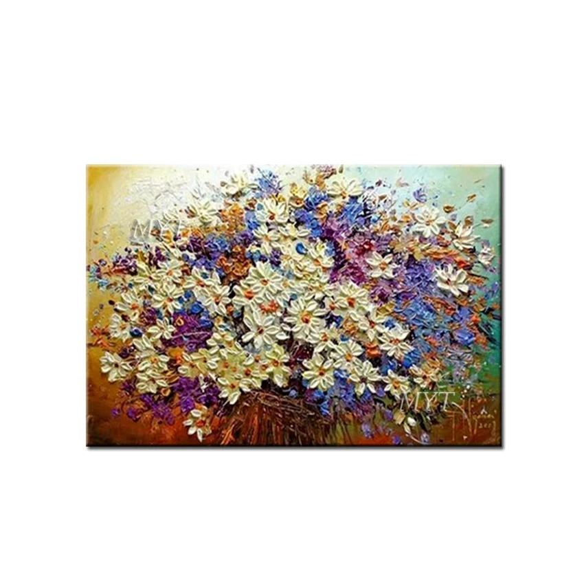 

A Bunch Of Colorful Beauty Flowers Abstract Oil Painting Wall Art Home Decor Picture Modern On Canvas 100% Handpainted No Framed