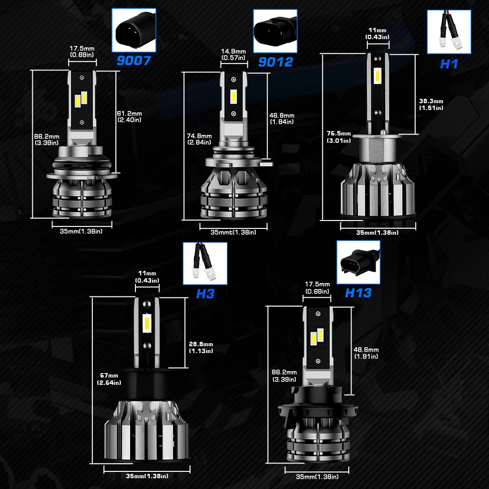 

H4 Hi/Lo Beam H7 LED H11 H1 H3 H8 H9 H13 9005 9006 HB4 9007 15000LM 80W Super Bright Car Headlight Auto Lighting Headlamp Bulb