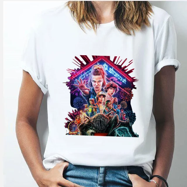 

Stranger Things season 3 womens T shirt Harajuku Letters printed Tops Tees Casual Figure Graphic streetwear Korean Style clothes