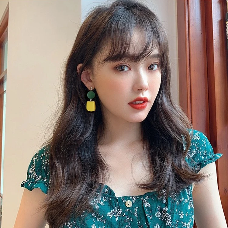 2019 модные деревянные серьги геометрические круглые зеленые желтые квадратные