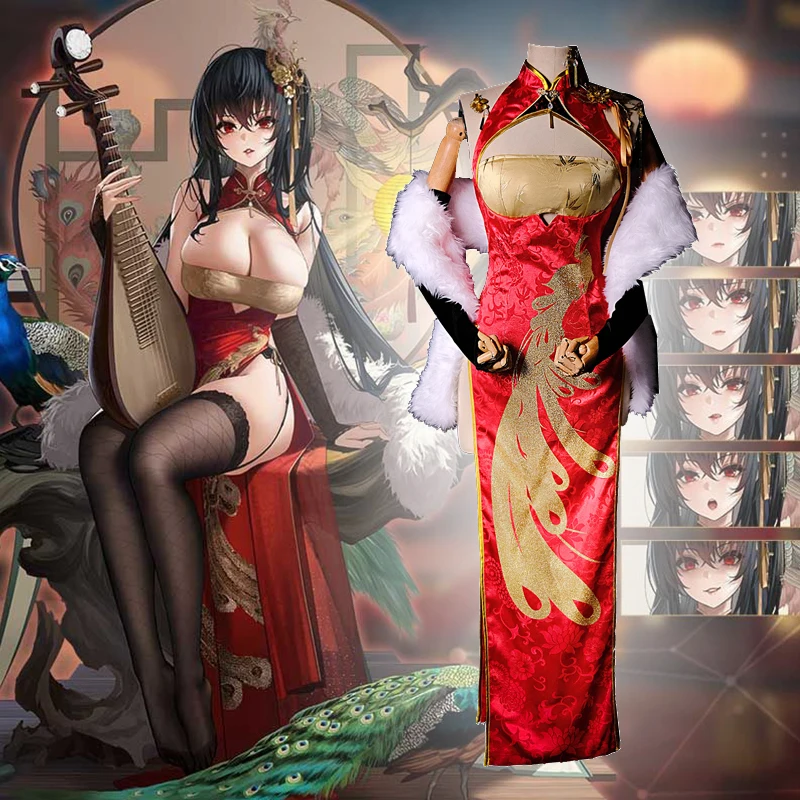 

Игра Azur Lane, костюмы для косплея, IJN Taiho Косплей Костюм Униформа одежда костюмы платья Красные Длинные cheongsam сексуальное платье-Ципао Лидер продаж