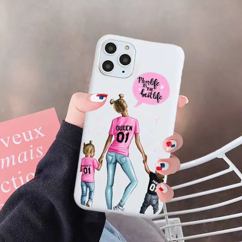 

Super Dad Mom Baby Girl Fashion Family Phone Case Candy Color for iPhone 6 7 8 11 12 s mini pro X XS XR MAX Plus