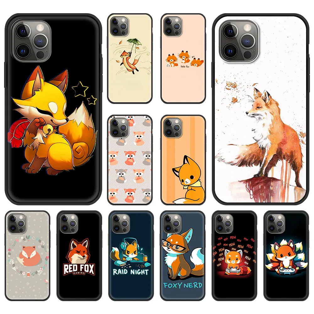

Anime Funny Foxs Cute Fundas Phone Case Cover Bag For iPhone 11 12 13 Pro XS Max 8 7 Plus X XR Silicone Soft Shell Back Coque