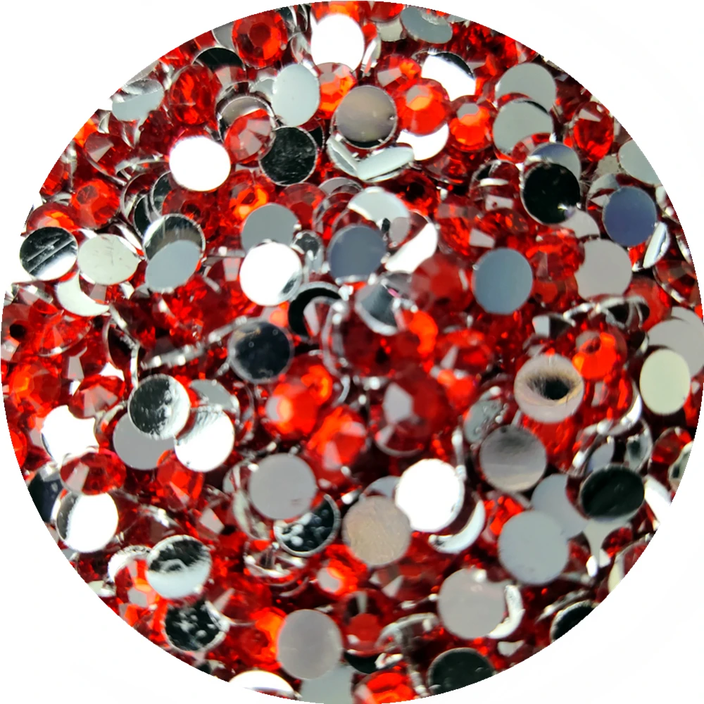 

Good Quality Light Siam Resin Flatback Glue On Beads 2mm~6mm Non Hotfix Rhinestones for Nail Art/Garment/Decoration