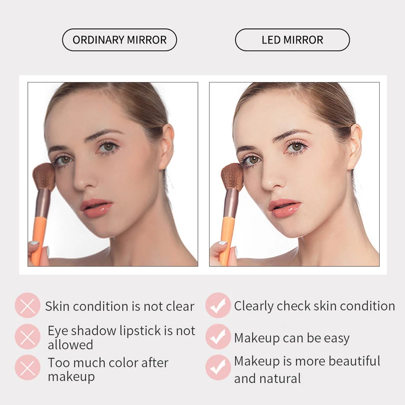 зеркало с подсветкой для макияжа Светодиодный светильник косметическое
