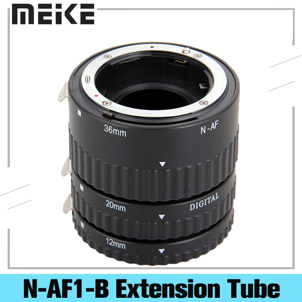 

Meike N-AF1-B Auto Focus Macro Extension Tube Set 12 20 36mm Adapter Ring For Nikon D3100 D5000 All DSLR AF AF-S DX Camera Lens