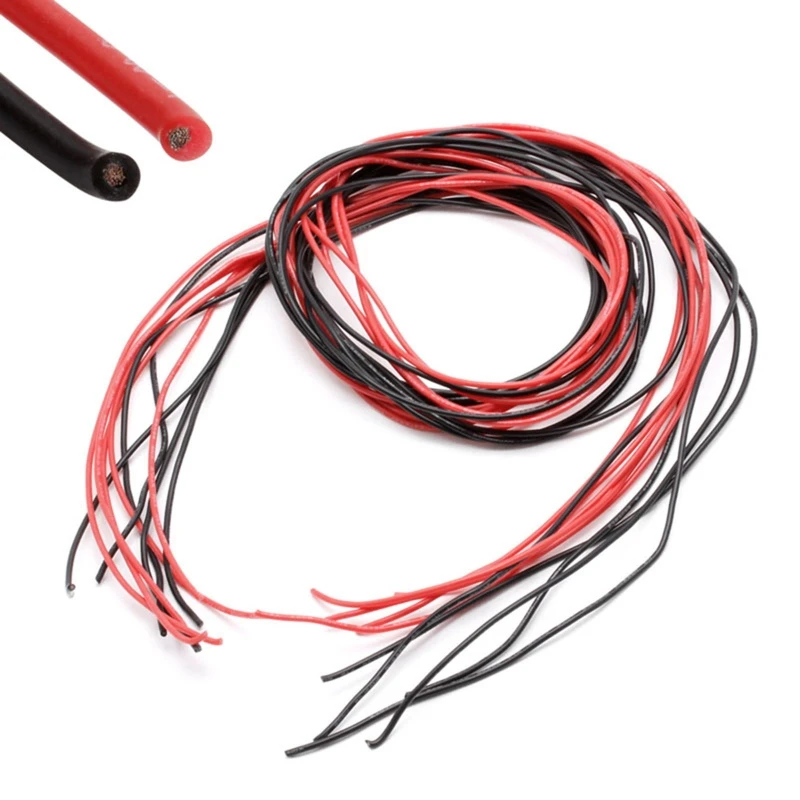 

1 Set Super Flexible Silicone Cables 2.5 Meters High Temperature 16 AWG 2.5m Black and 2.5m Red Copper Wires for RC Lipo Battery