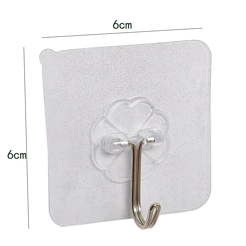 

Plastic Transparent Hook Clear Nano-Glue Strong Suction Cup Kitchen Bathroom Hanger 6*6cm Punch-Free Seamless