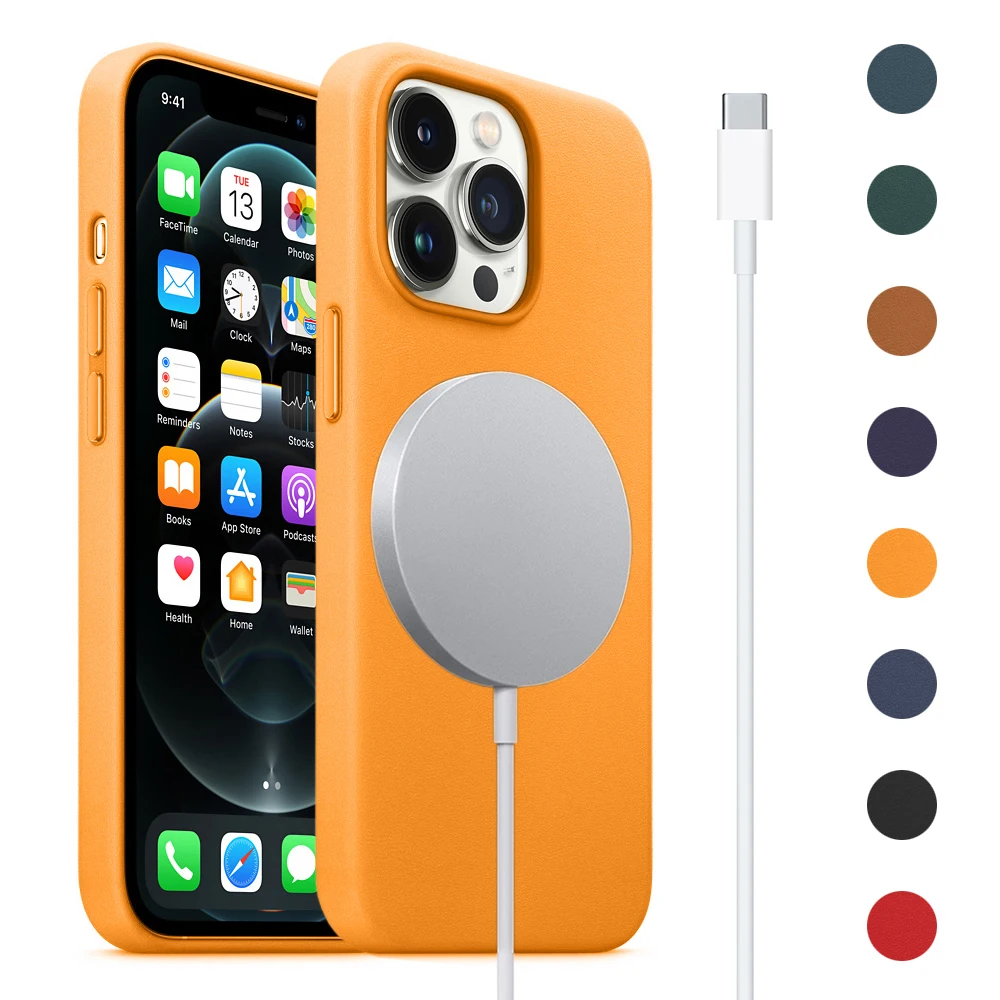

Оригинальный кожаный чехол-California Poppy | Магнитное зарядное устройство для Apple iPhone 12 Pro | 12 Pro Max | 12 Mini чехол