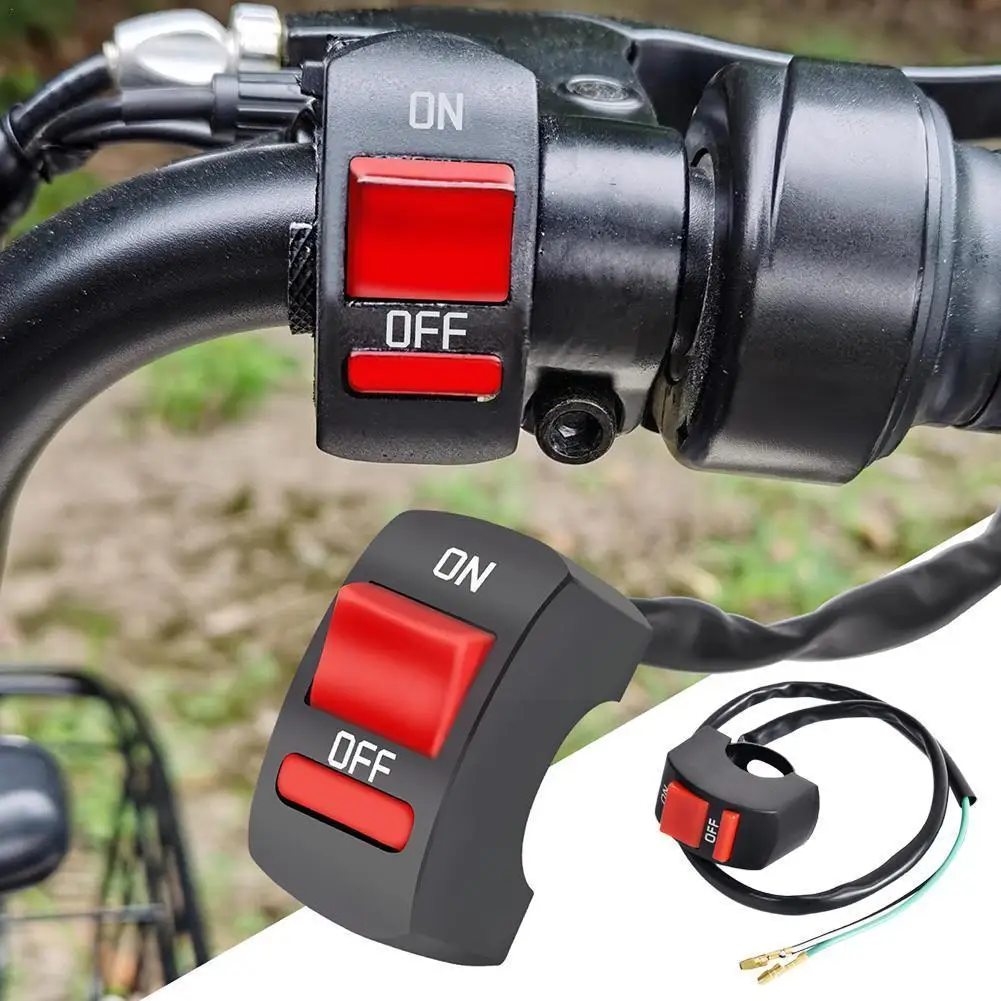 

Universal Motorcycle Flashing Flameout Switch Handlebar ATV DC12V/10A ON Button Two Connector OFF Bike Light Switch Wire Co D9T1