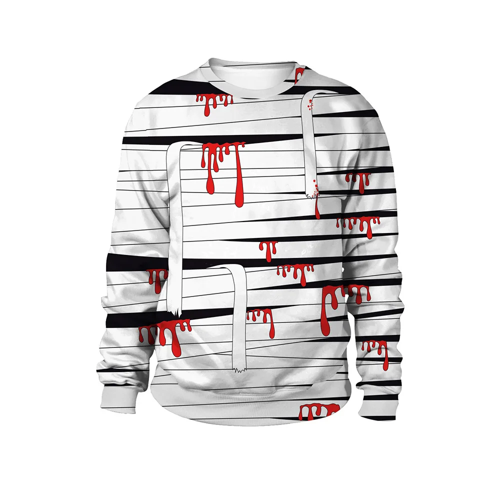 

Couples Pullovers Sweater Long-Sleeve Crew Neck Halloween Horror Spoof Street Casual Crew Neck Sweater