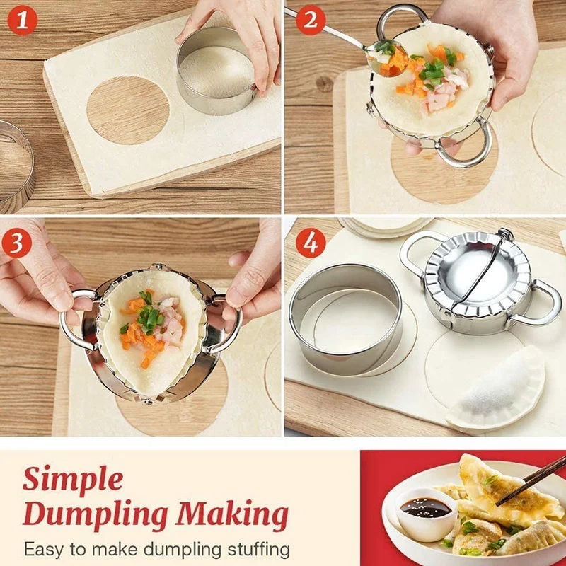 

Dumplings Maker Set, Wooden Handle Dumpling Cutter Tools Dumpling Press Molds Dumpling Skin Maker Dumpling (13 Pack)