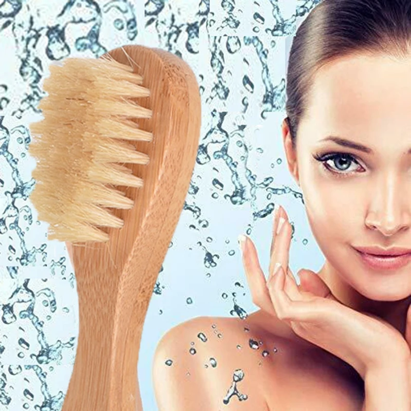 

3 Brushes / Sets Press My Natural Bristle Wood Dry Bath Brush for Body and Face
