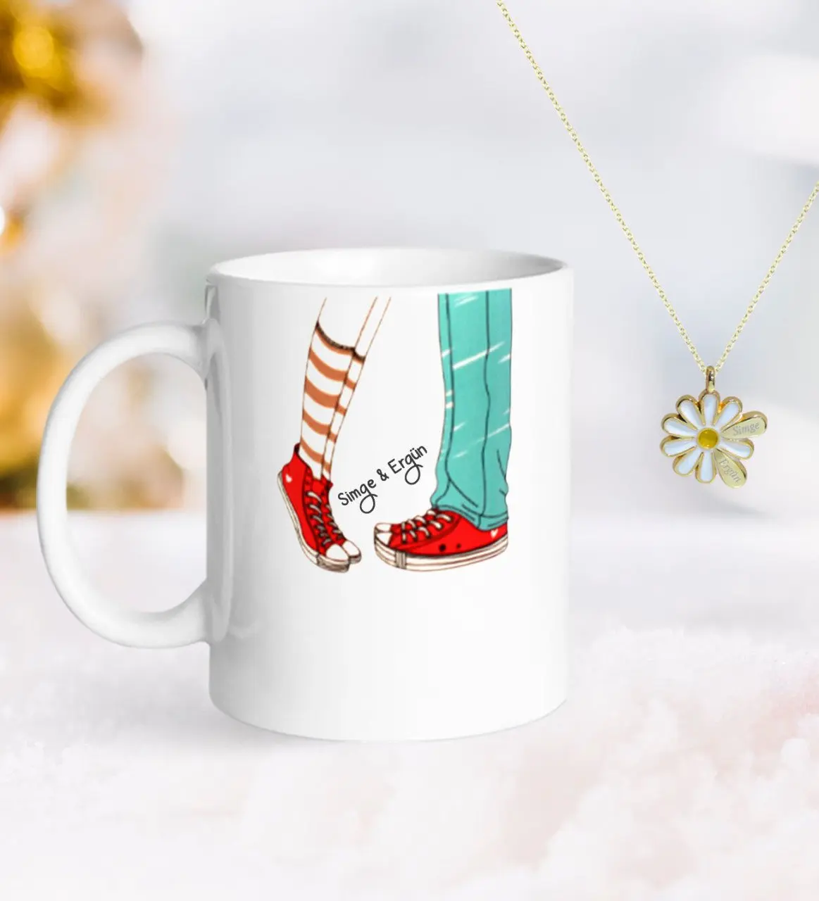 

Персонализированные ко Дню Святого Валентина кружка и двойной Дейзи Kolye-88