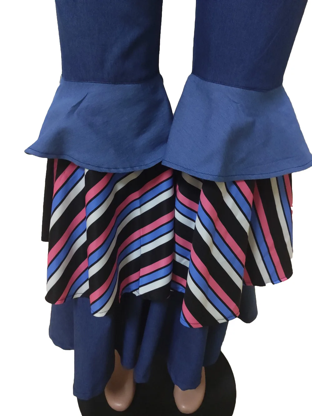 2019 новые весенние женские синие расклешенные брюки клёш с высокой талией