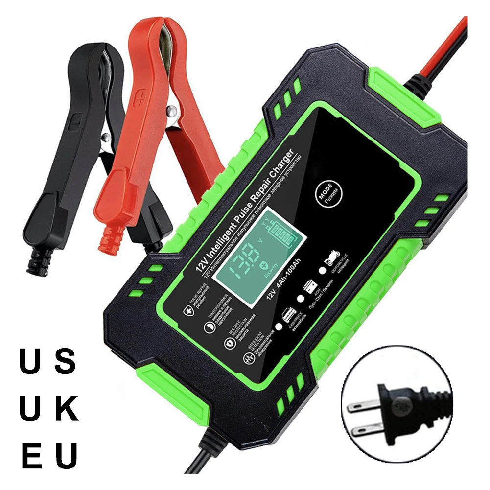 12V/6A Car Battery Charger Battery Maintainer Digital LCD Display Temperature Monitoring Pulse Repair Charger Lead-Acid Battery