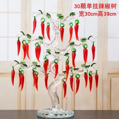 30pcs Single-hang Кристалл творческий день Чили дерево красные огненные украшения винный шкаф гостиная Свадебные украшения домашний декор стола - Цвет: 30pcs Single-hang