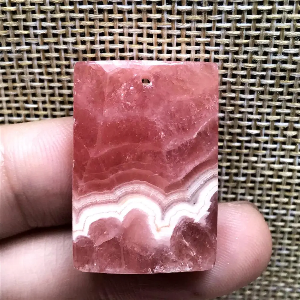 

Top Natural Red Rhodochrosite Necklace Pendant For Woman Man Crystal 28x19x7mm Beads Argentina Rectangle Gemstone Jewelry AAAAA