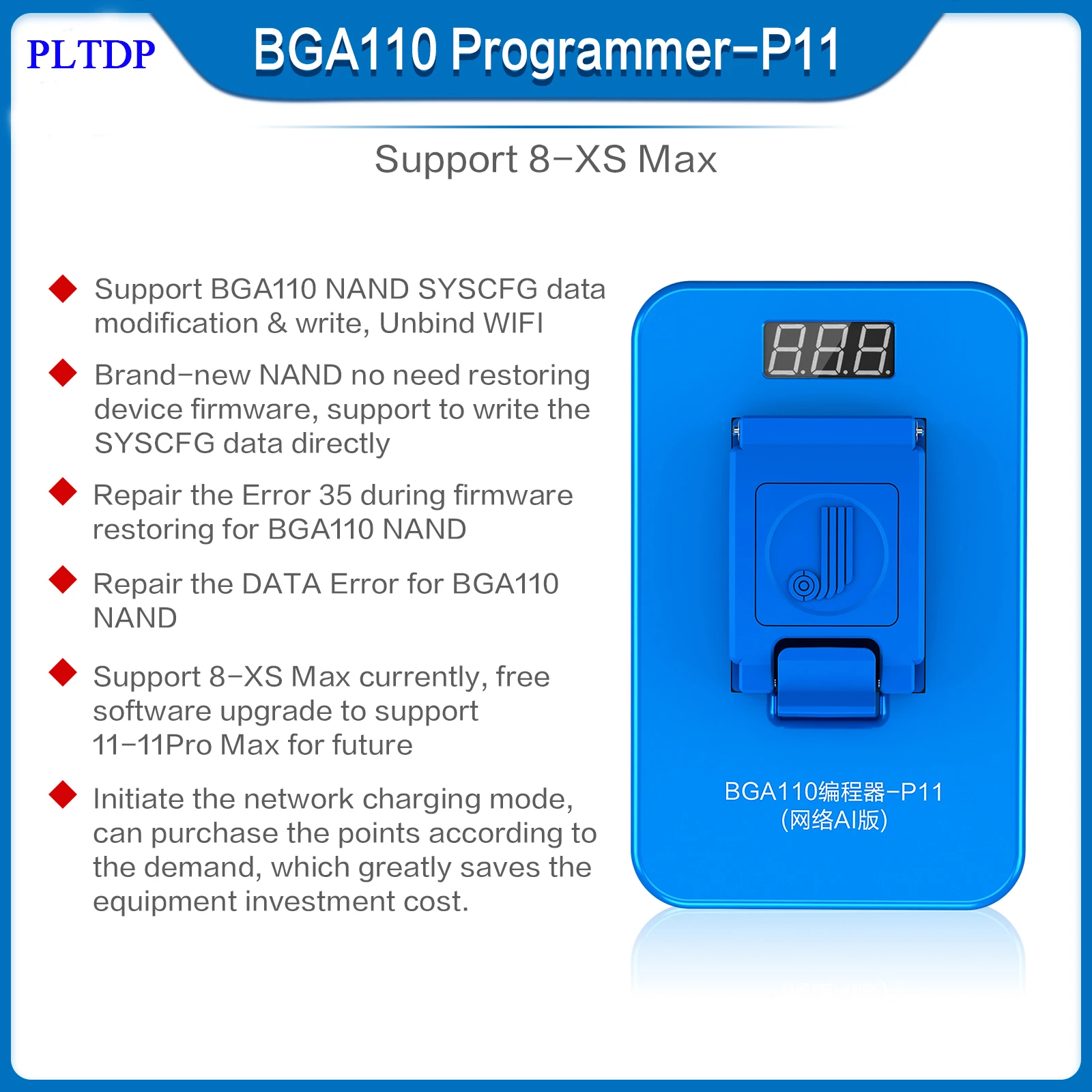 JC BGA110 programmer-P11 для lPhone 8/8 P/X/XR/XS/XSMAX NAND Flash Apple SYSCFG transformations and scribe repai | Мобильные