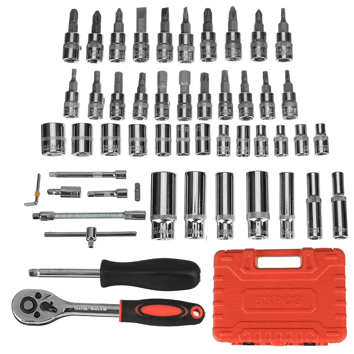 

53pcs Hand Tools Set for Car Repair Multifunction DIY Professional Car Repair Tool Set Box Ratchet Spanner Wrench Socket Set