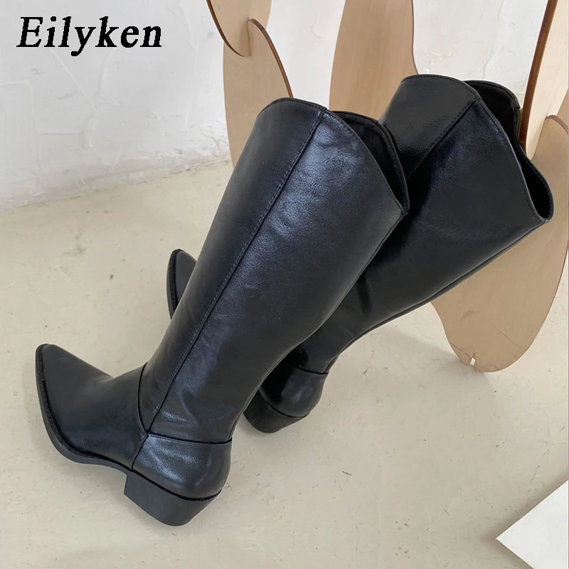 Eilyken/Новинка 2020 года Модные женские рыцарские сапоги Высококачественные на