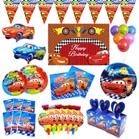 disney lightning mcqueen cars birthday party decoration set disposable tableware paper plate cup banner tablecloth baby shower