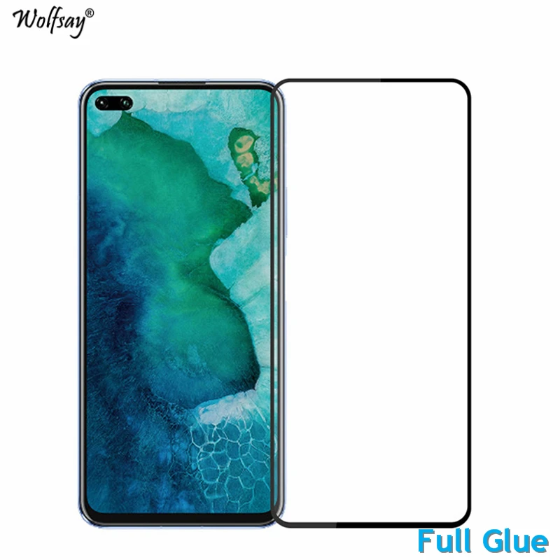 2 protectores de pantalla de pegamento completo para Huawei Honor V30 cubierta completa de vidrio templado para Huawei Honor V30 Pro 9H 2.5D pel&iacute;cula Premium-0