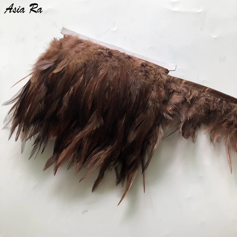 10 м/лот коричневая курица с перьями из хвоста петуха планки ленты 10-15 см
