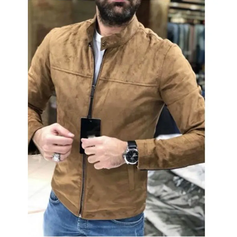 Мужская замшевая куртка темно-синяя однотонная повседневная из замши осень 2021 |