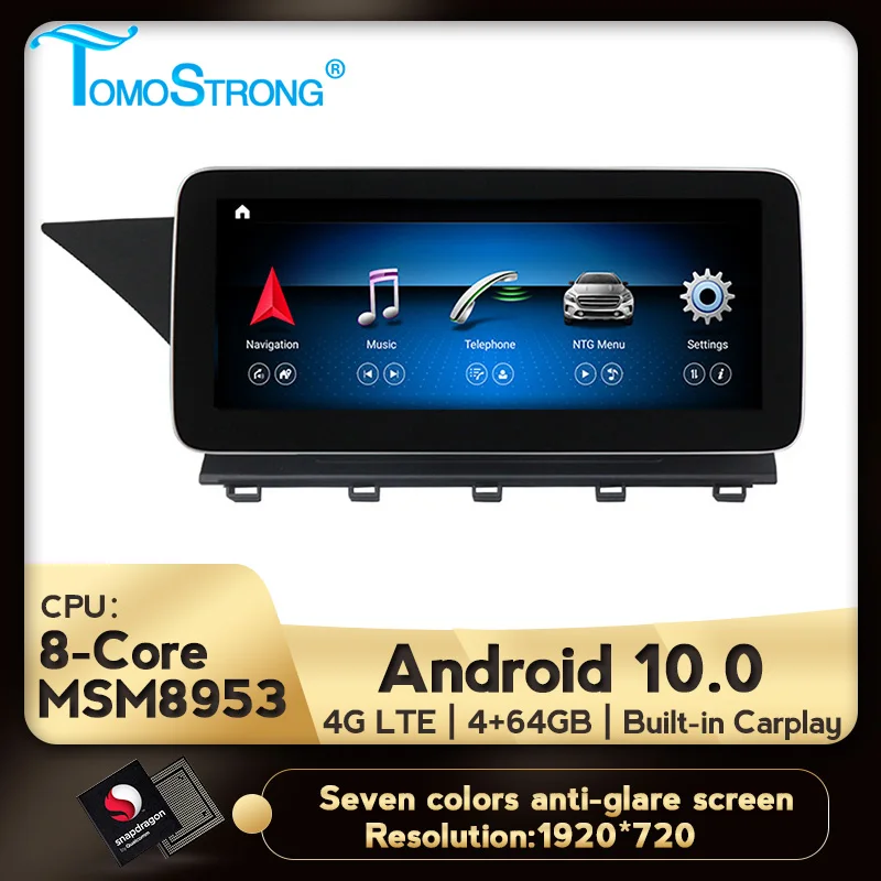 Автомобильный мультимедийный плеер с GPS навигацией Android 10 4 + 64 ГБ для Mercedes benz GLK class