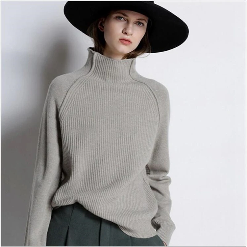 Autumn Winter Women Knit Sweater High Collar Long Sleeve Pullover Tops Thick Warm Loose Female Wild Bottoming Sweaters Plus Size S105 |