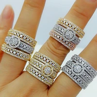 luxury 3 in 1 stackable wedding rings for women bridal engagement wedding jewelry cubic zirconia cz accessories rings