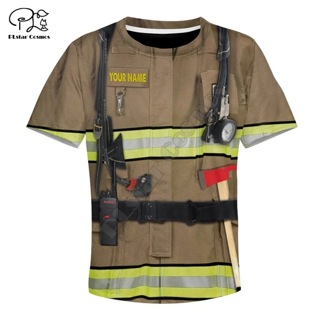 

Firefighter Customize your name 3d printed Hoodies kids Pullover Sweatshirt jacket t shirts Halloween Cosplay boy girl DIY