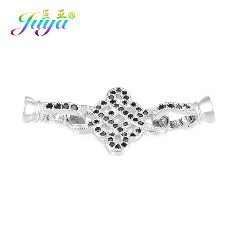 White Gold Black Juya, сделай сам, жемчуг, браслет, ожерелье, компоненты, золото/серебро/розовое золото, бант, соединитель, застежка, аксессуары - Цвет: White Gold Black