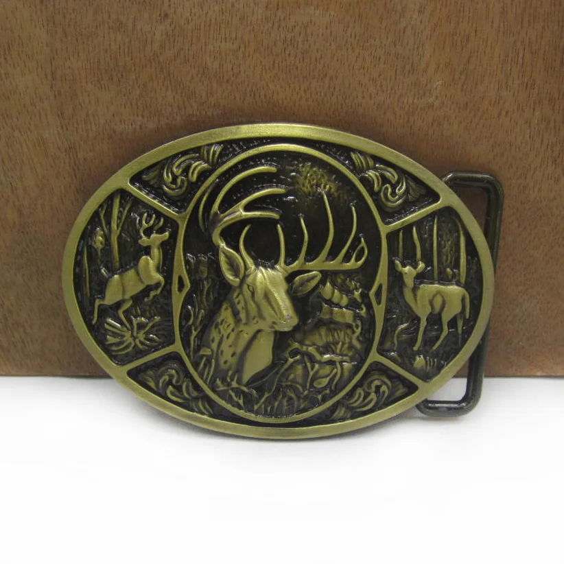 BuckleClub цинковый сплав ретро Западный олень охотничьи джинсы подарок ремень