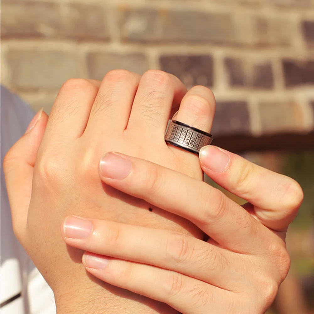 Кольцо-Спиннер мужское Tao с резьбой по дереву | Украшения и аксессуары